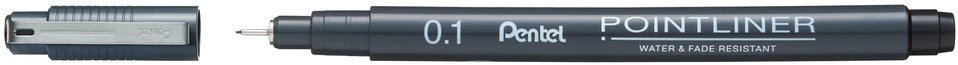 Pentel Pointliner juodi plunksniniai rašikliai, 5 vnt.