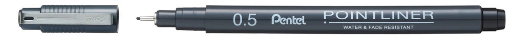Pentel Pointliner juodi plunksniniai rašikliai, 5 vnt.