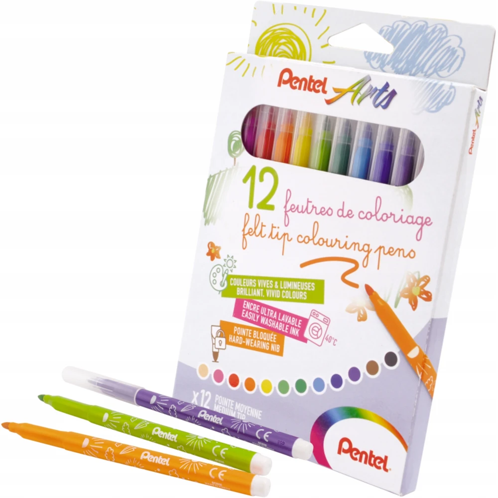 Flomasteriai PENTEL ARTS, 12 spalvų