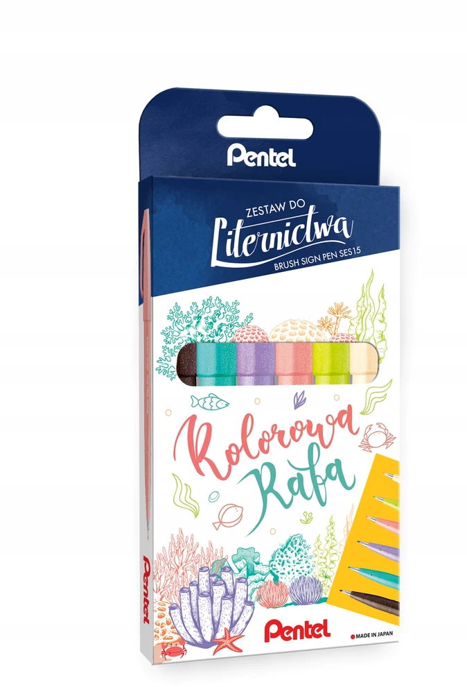 Pentel Sign Pen Ses15c, 6 spalvų, kaligrafijos rinkinys