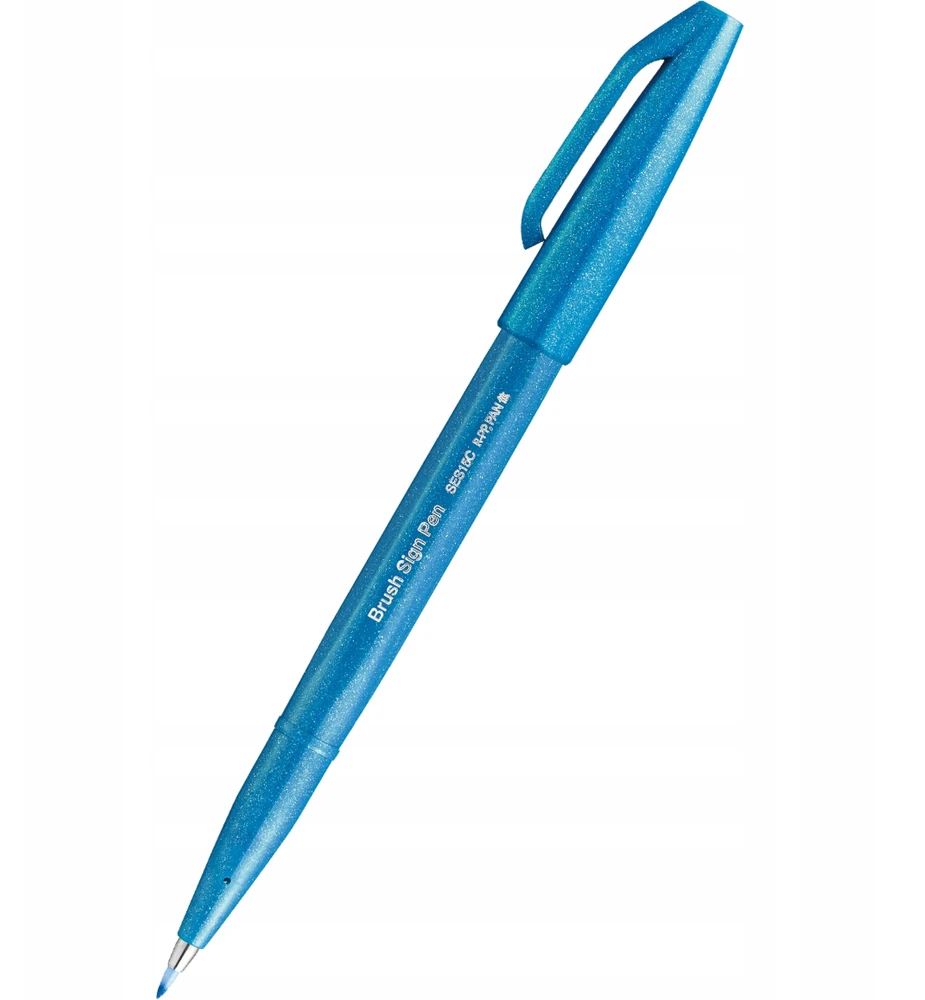 Pentel Sign Pen Ses15c rašiklis su teptuku, mėlynas