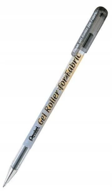 Pentel tekstilės kreidelės 7 spalvos + juodas gelinis rašiklis