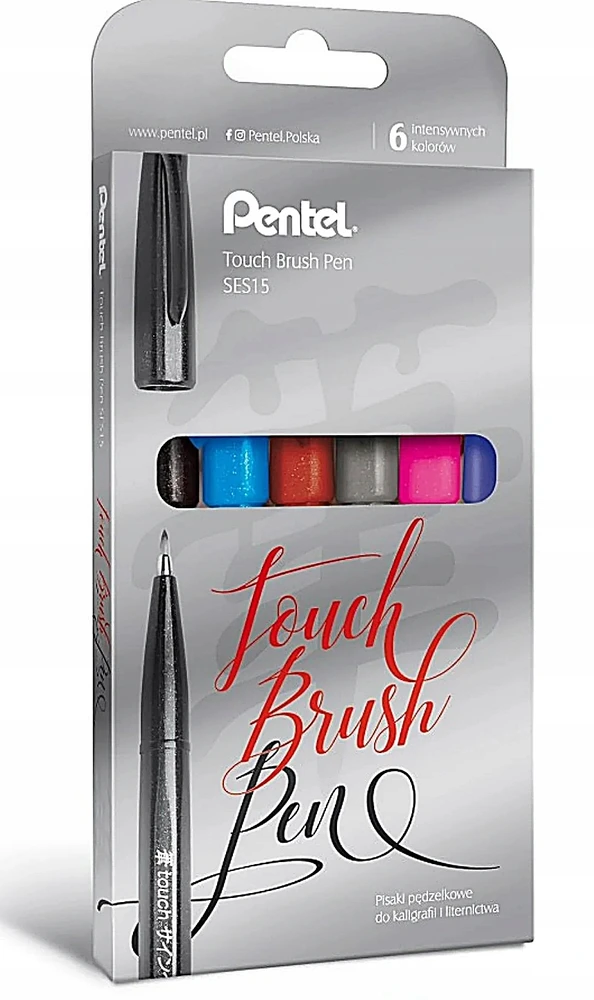 Pentel Touch Pen kaligrafijos rinkinys, 6 spalvų