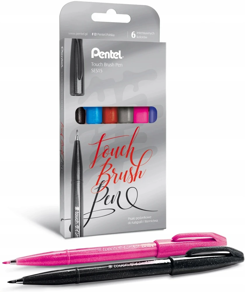 Pentel Touch Pen kaligrafijos rinkinys, 6 spalvų