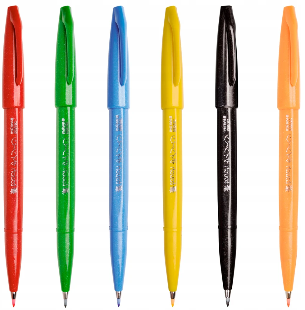 Pentel Touch Pen rinkinys, 6 spalvų, kaligrafijai