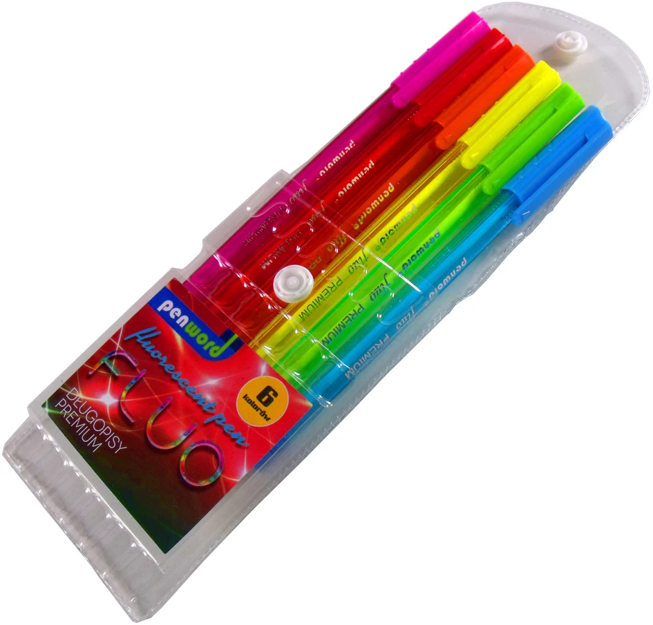 Polsirhurt Penword Premium "fluo" rašikliai, 6 ryškios spalvos