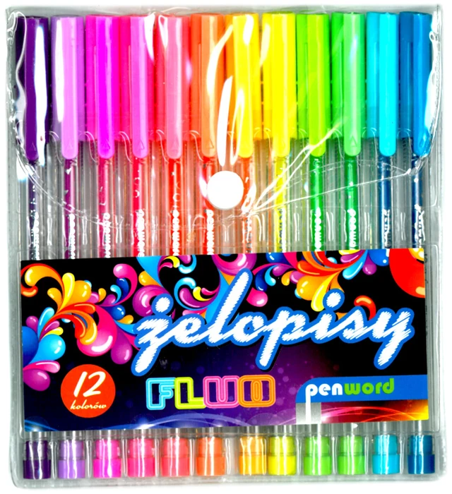 Polsirhurt Penword Rinkinys 12 vnt. gelinių rašiklių su fluorescenciniu rašalu, įvairių spalvų