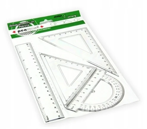 Penword Rinkinys geometryczny 4 elementowy linijka ekierka kątomierz 20cm Pen PSH1220