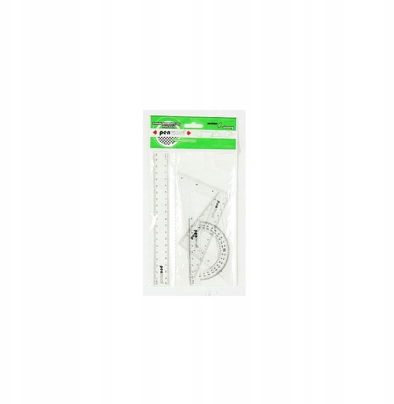 Penword Rinkinys geometryczny 4 elementowy linijka ekierka kątomierz 20cm Pen PSH1220