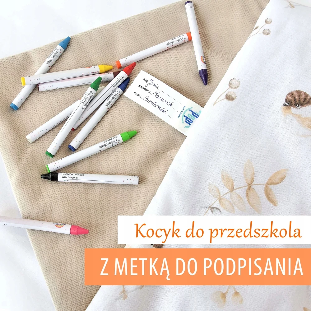 Pepi Kocyk do przedszkola su metką do podpisania 100×135 su wypełnieniem