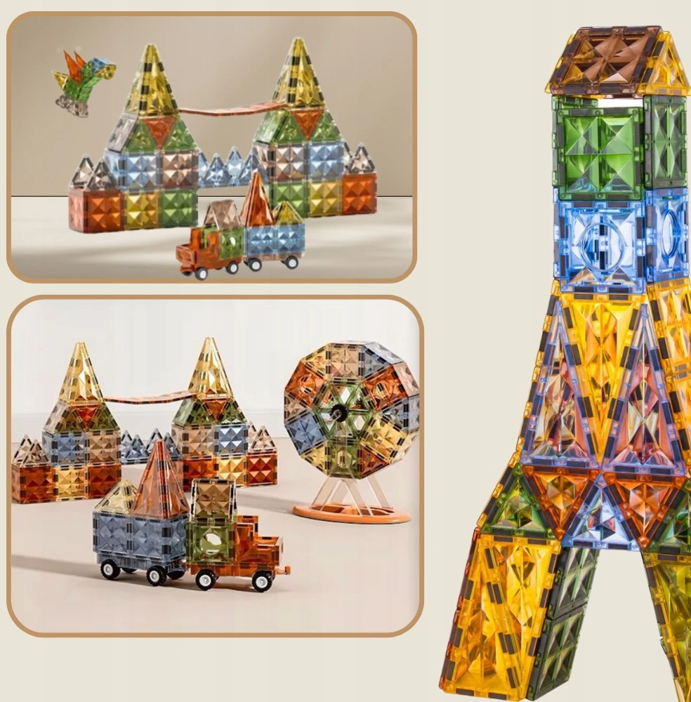 Peppyfun 3D Magnetiniai Konstrukciniai Blokai Kūrybinis edukacinis Rinkinys 153 vnt Didelis