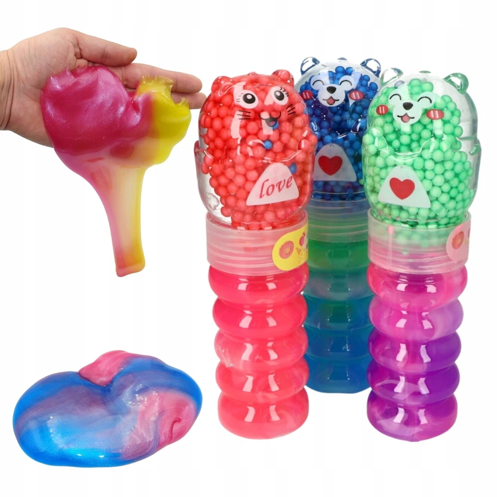 Perfect DIDELĖ MAGIC SLIME DVIGUBA KATINĖ SU RUTULIAIS JUTIKLIO MASĖS GLUT SPALVA