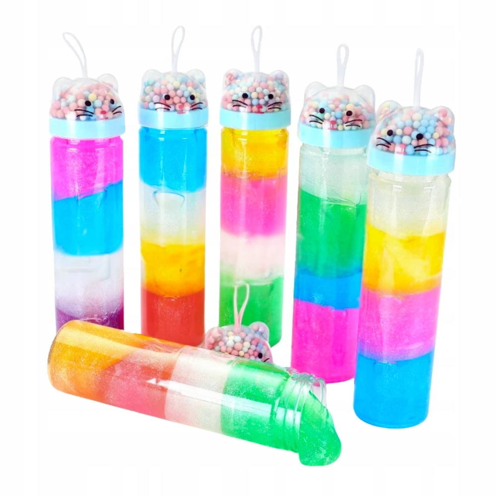 Perfect DIDELIS MAGIC SLIME KATINAS SU KAMULIAIS, TRAUKIAMIS JUTIKLIO MASĖS GLUT SPALVA