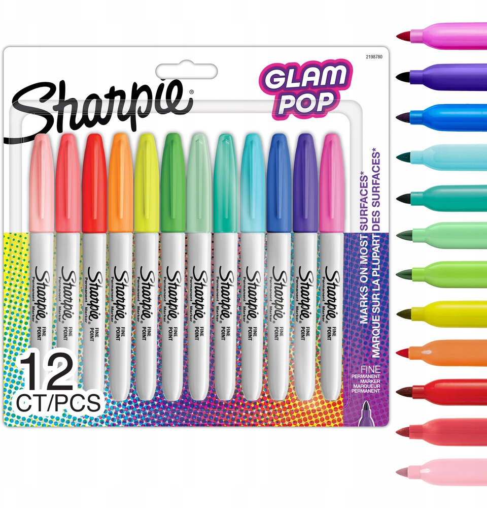 Permanentiniai žymekliai Sharpie Fine Glam Pop 12 spalvų - 2198780