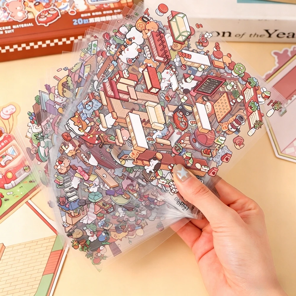 PET lipdukų rinkinys 3D scenoms kurti