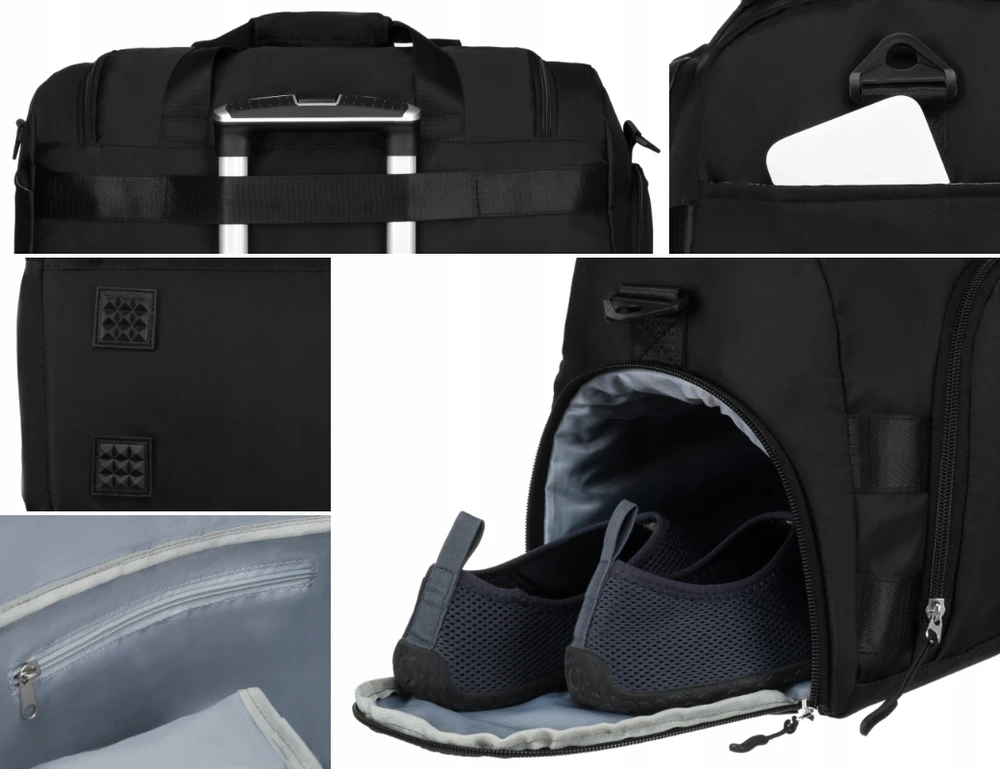 Peterson sportinė kelioninė rankinė - 21l, juoda, su skyriumi batams