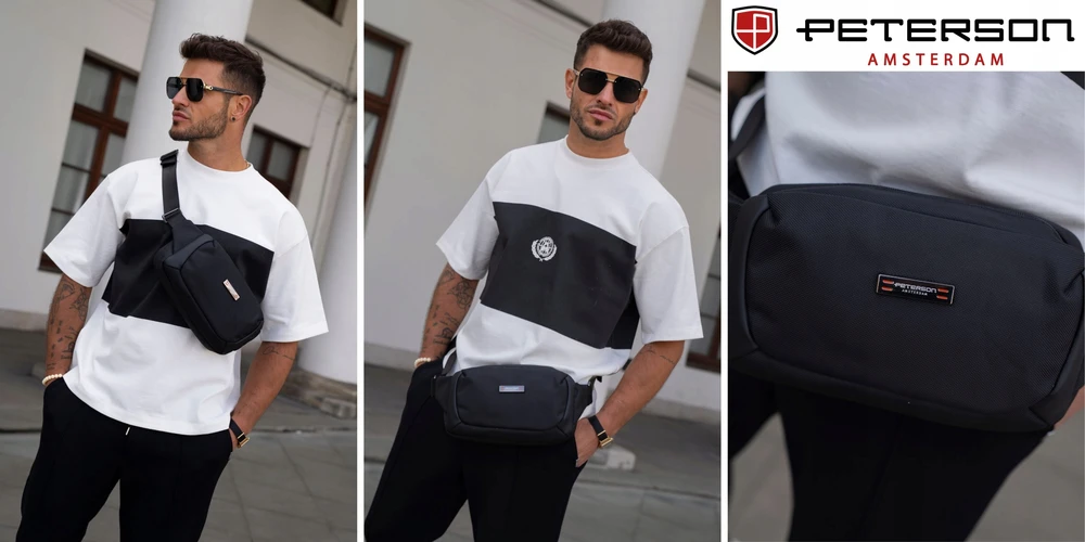 Peterson vyriška maža juosmens ir per petį nešiojama rankinė (crossbody), juoda