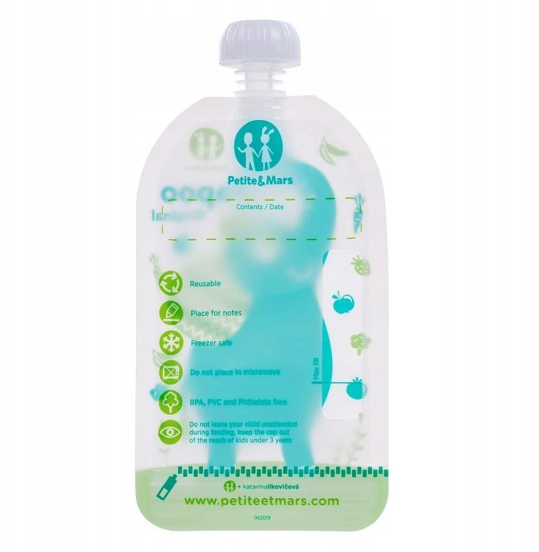 Petite&Mars PAPOO daugkartinio naudojimo maisto maišeliai 6 vnt. Elephant 901807