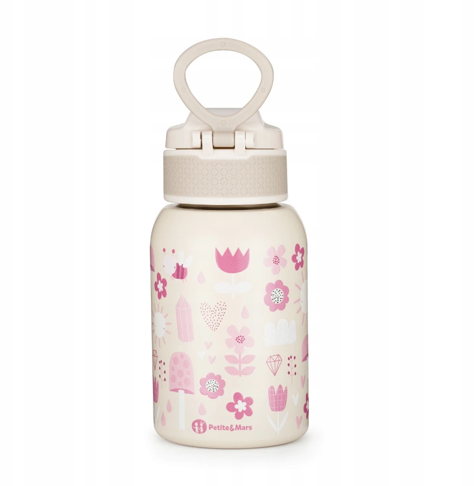 PETITE&MARS Nerūdijančio plieno termo buteliukas su šiaudeliu, 350ml