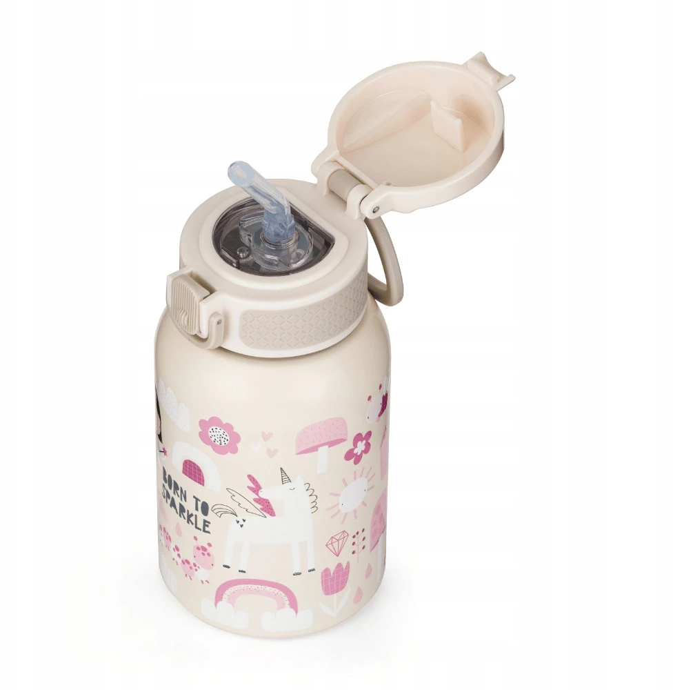 PETITE&MARS Nerūdijančio plieno termo buteliukas su šiaudeliu, 350ml