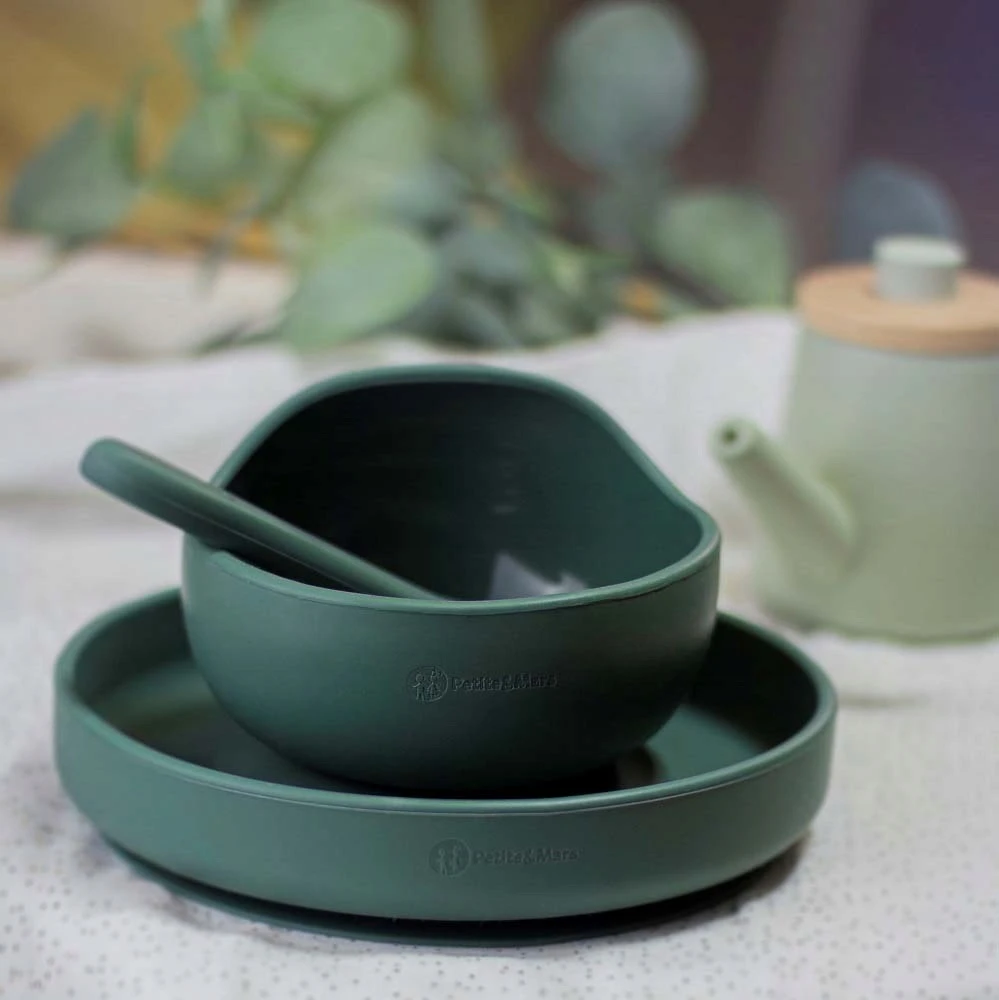 PETITE&MARS Silicone Suction Bowl Žalias 6m+