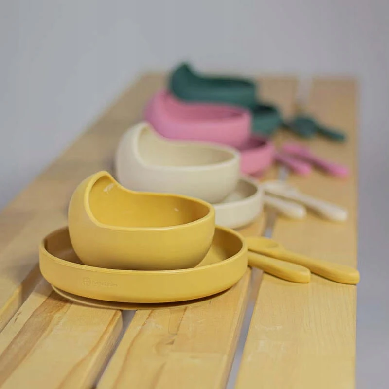 PETITE&MARS Silikoninė plokštelė su siurbtuku TAKE&MATCH, geltona Ochra