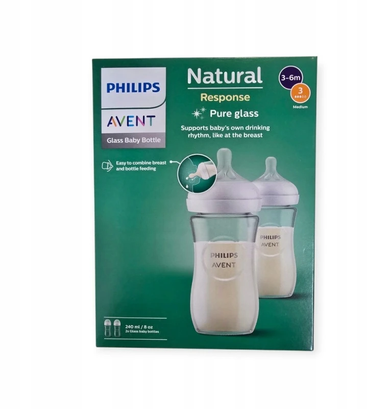 PHILIPS AVENT STIKLINIS 2 VNT. BUTELIUKŲ RINKINYS NAUJAGIMIUI NATURAL RESPONSE SCY933