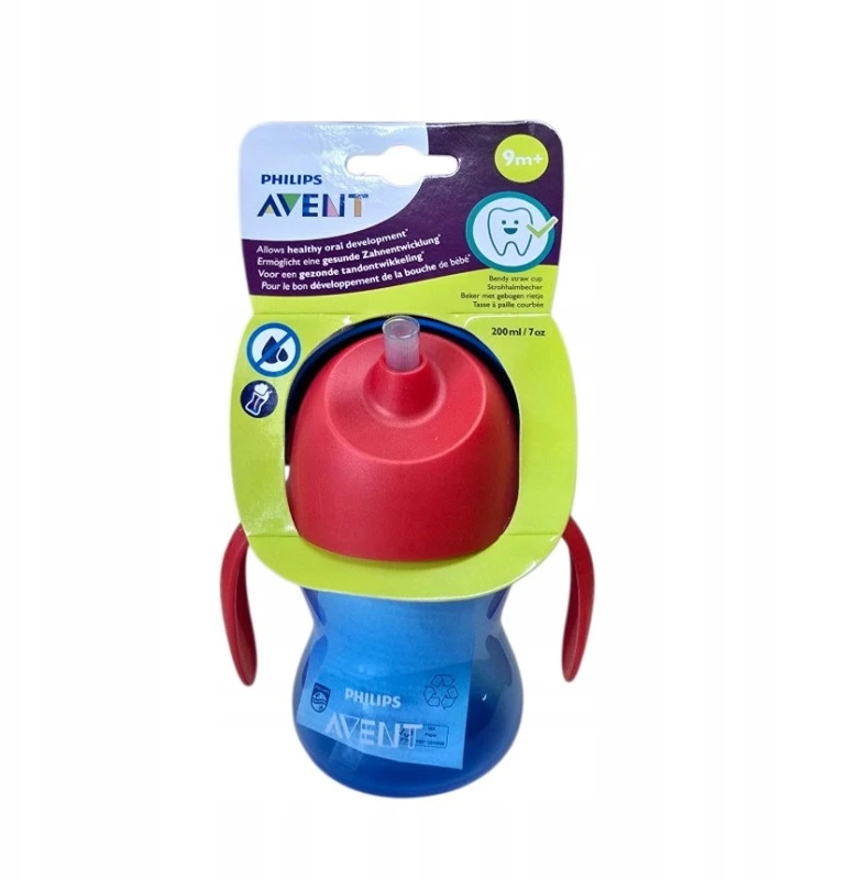 „Philips Avent“ – šiaudelių puodeliai, lankstus šiaudelių puodelis, 200 ml / 7 uncijos, 9 mėn.+, 1 vnt. pakuotė