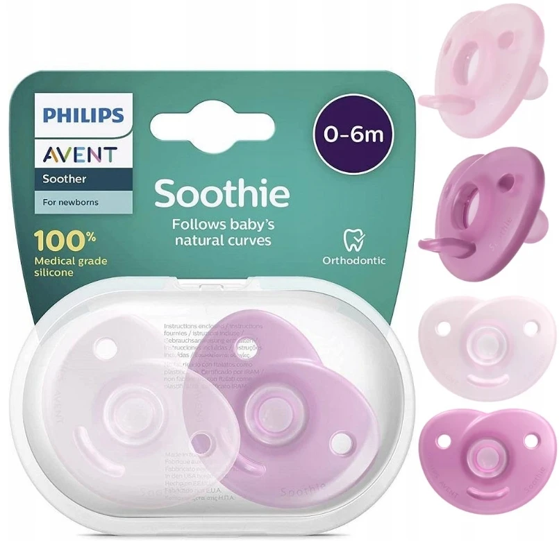 Philips Avent Soothies čiulptukai 100% silikonas 0-6 mėn. Girl 2U