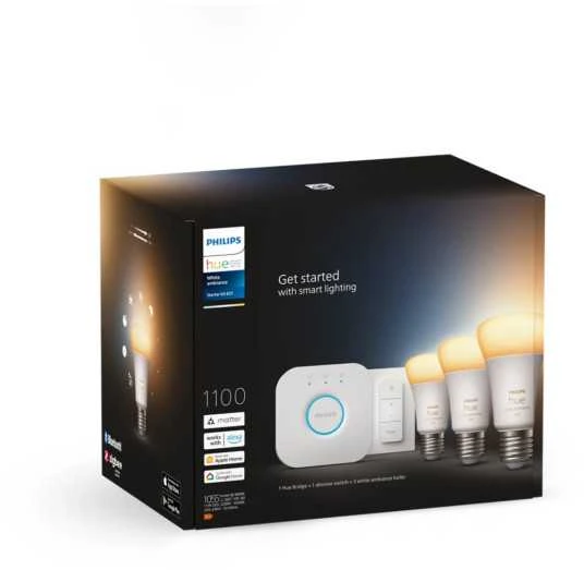 Išmanaus apšvietimo rinkinys Philips Hue 3x E27 lemputės + reguliatoriaus jungiklis