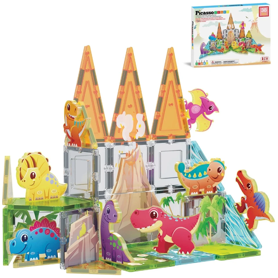 Picasso Tiles PICASSO PLYTELĖS 3D konstrukcijos MAGNETINIAI KALULAI vaikams 38 elementai