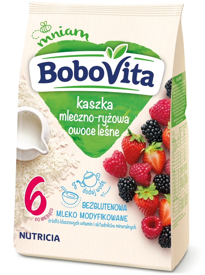 PIENO IR RYŽIŲ GRUPĖ BOBOVITA, MIŠKO VAISIAI PO 6 MĖNESIŲ 230g