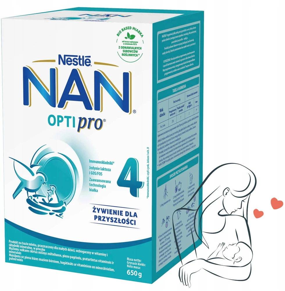 Nestle Pieno gerimas vaikams NAN OPTIPRO 4, praturtintas vitaminais ir mineralais, nuo 2 metu, 650g