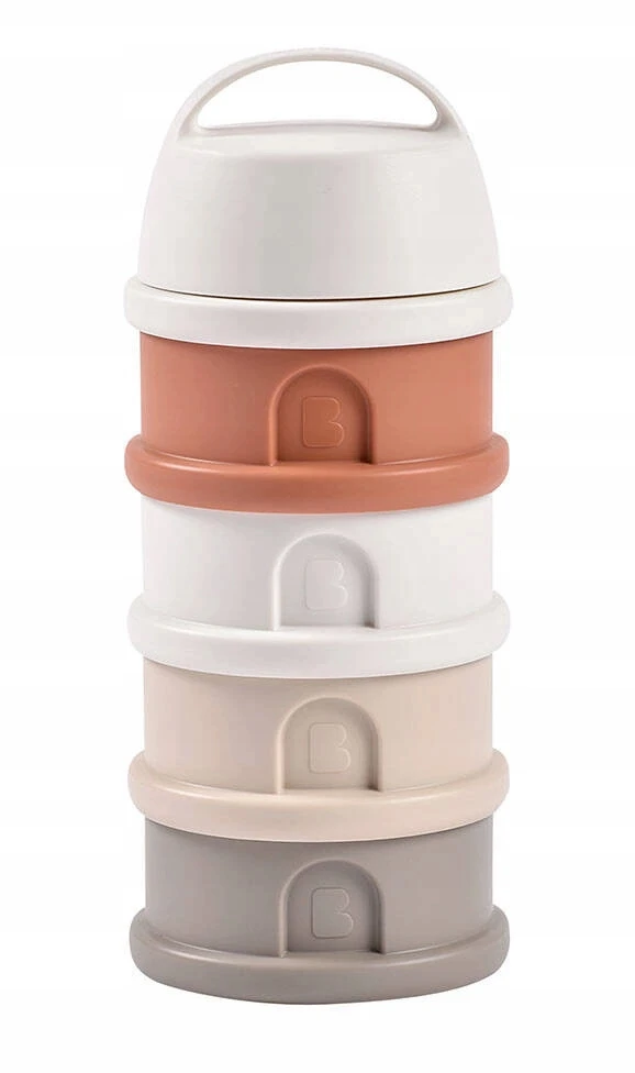 BEABA 4 SKYRIŲ PIENO MILTELIŲ DOZATORIUS IR UŽKANDŽIŲ DĖŽUTĖ, TERRACOTTA