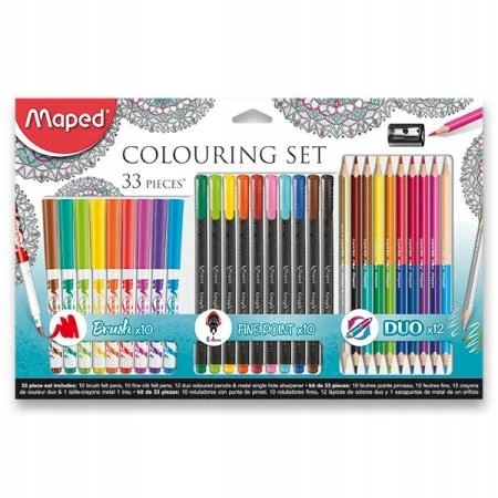 Piešimo flomasteriai - MAPED - 33 flomasterių rinkinys - Daugiaspalvis - Vaikams nuo 3 metų - Unisex