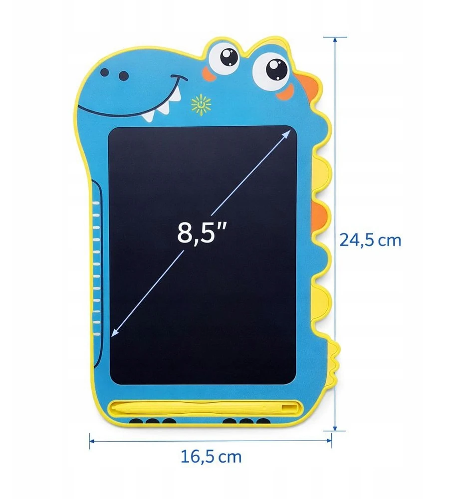 PIEŠIMO LENTELĖ 8,5" – VAIKAMS DINOZAURŲ LCD LENTA MĖLYNA 3+