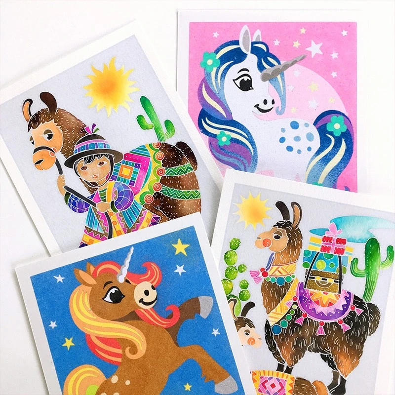 Piešimo smėliu vaikams kūrybinis rinkinys Unicorns 4+ Sentosphere