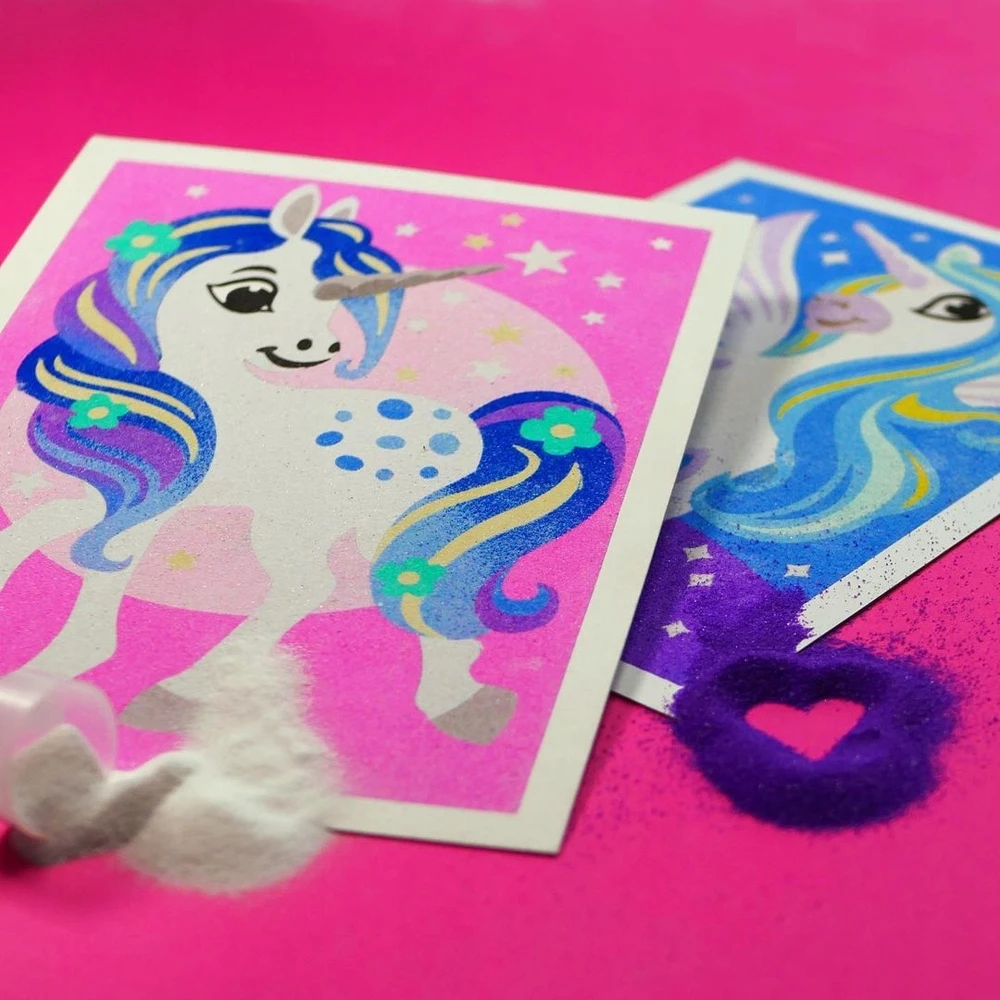 Piešimo smėliu vaikams kūrybinis rinkinys Unicorns 4+ Sentosphere