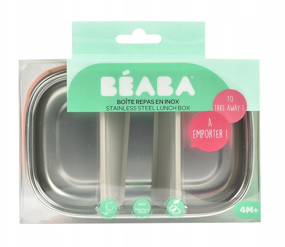 BEABA METALINĖ REGULIUOJAMŲ SKYRIŲ PIETŲ DĖŽUTĖ, DUSTY ROSE