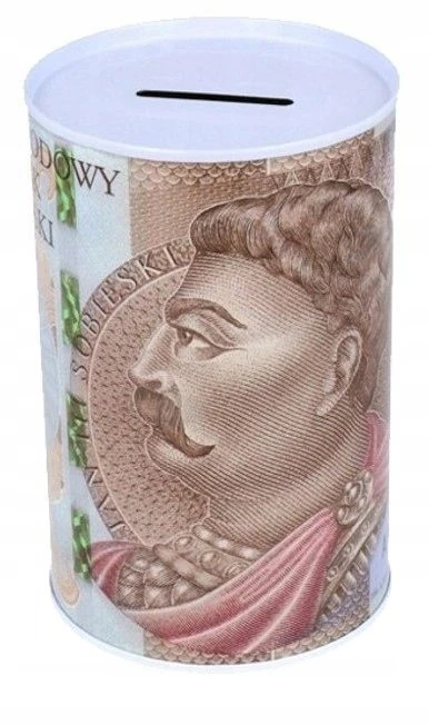PIGGY BANK METALINĖS CIN NOMINĖS MONETOS PINIGŲ BANKNOTAS 500 M PLN