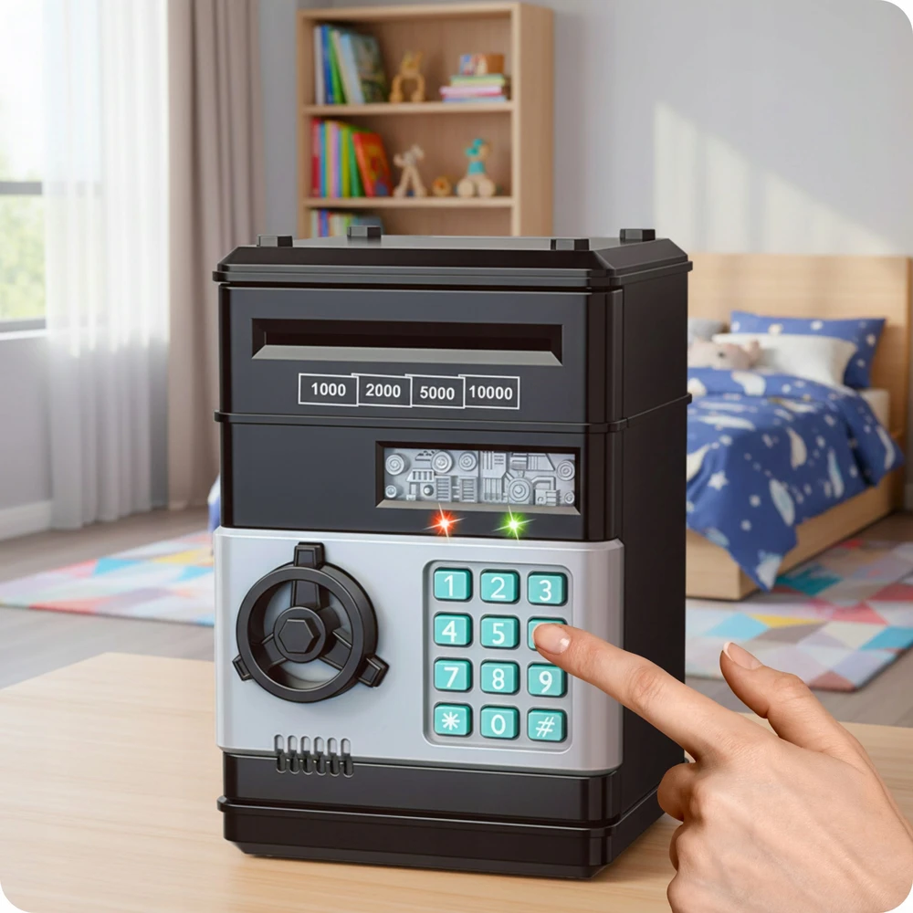 Piggy bank Seifas bankomatas vaikams Elektroninė Kalėdų Senelio Kalėdinė dovana