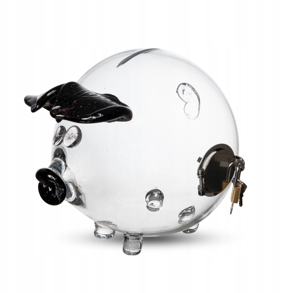 Piggy Bank Stiklas Piggy Bank su metaline skylute Rankų darbo XXL PIGGY BANK