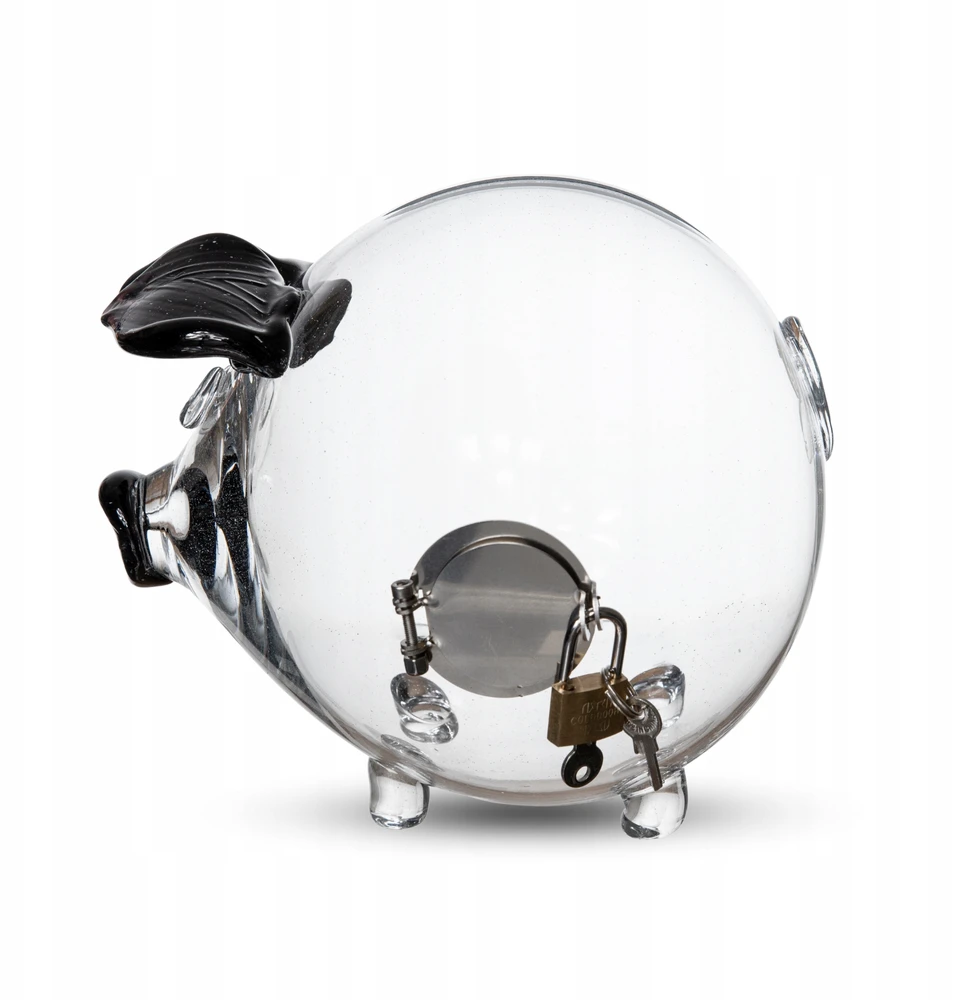 Piggy Bank Stiklas Piggy Bank su metaline skylute Rankų darbo XXL PIGGY BANK