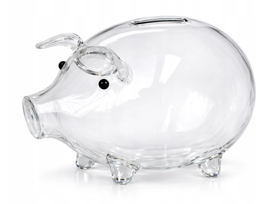 PIGGY BOX DEKORATYVINIS STIKLO AUSYS DIDELIS STOROS STIKLAS DOVANAI
