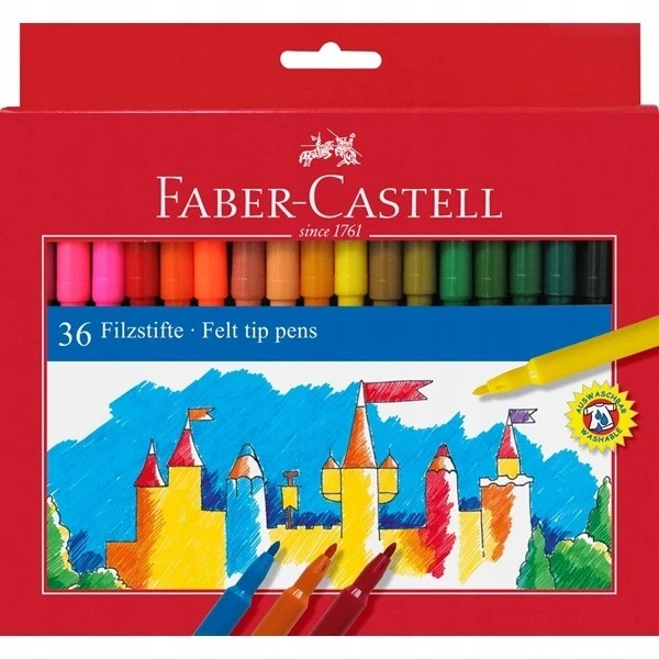 Flomasteriai Faber-Castell Castle Cardboardbox, 36 spalvų