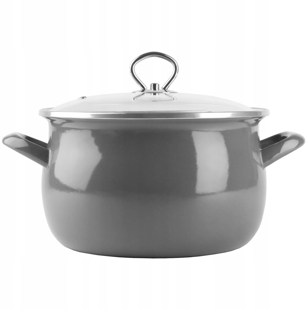 Pilkas emaliuotas puodas HELENA 3L Silesia Emalia Gas Traditional Induction