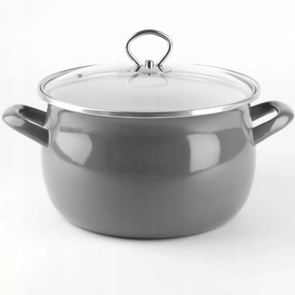 Pilkas emaliuotas puodas HELENA 3L Silesia Emalia Gas Traditional Induction