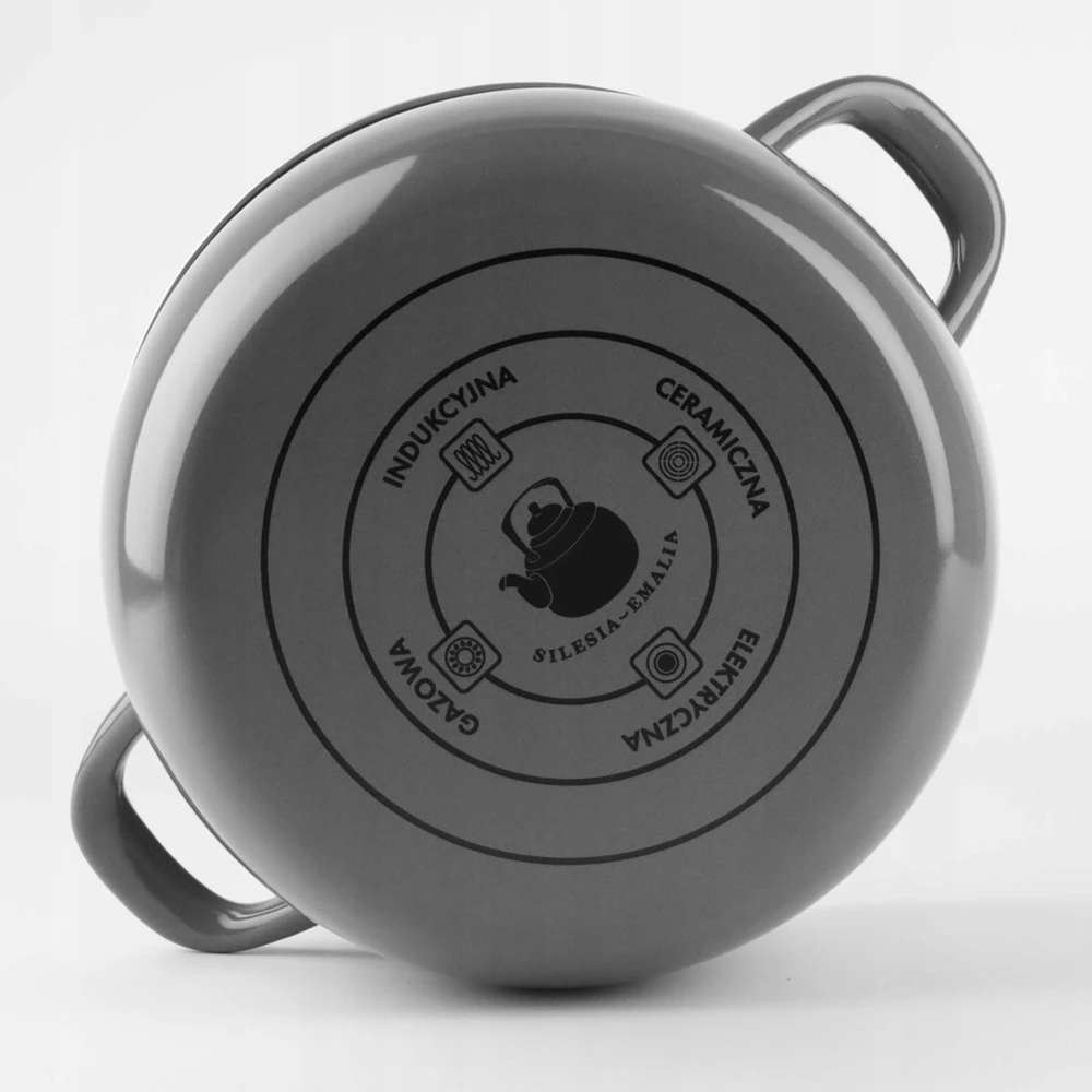 Pilkas emaliuotas puodas HELENA 3L Silesia Emalia Gas Traditional Induction