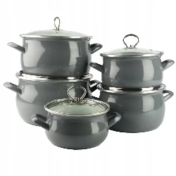 Pilkas emaliuotas puodas HELENA 4L Gas Traditional Induction Silesia Emalia