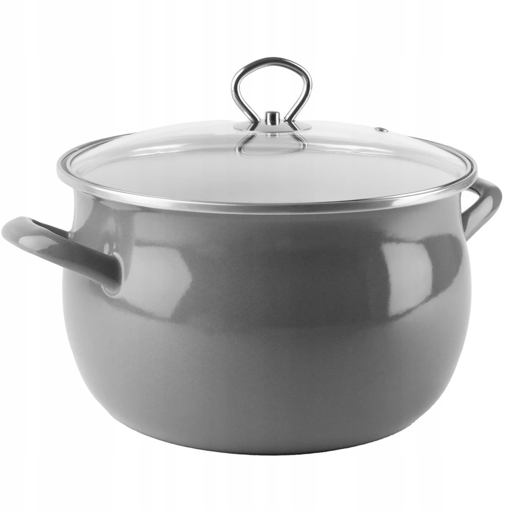 Pilkas emaliuotas puodas HELENA 4L Gas Traditional Induction Silesia Emalia